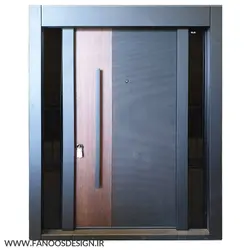 درب ضد سرقت لابی لوکس یک و نیم لنگه روکش گردو شیشه خور کد 6064
