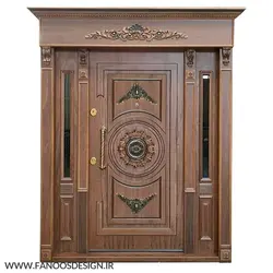درب ضد سرقت لابی لوکس یک و نیم لنگه روکش گردو شیشه خور کد 6064