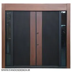 درب ضد سرقت لابی لوکس یک و نیم لنگه روکش گردو شیشه خور کد 6064