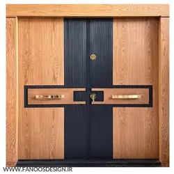 درب ضد سرقت لابی لوکس یک و نیم لنگه روکش گردو شیشه خور کد 6064