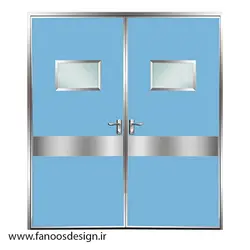 درب پلی وود  بیمارستانی دو لنگه استیل خور کد 30461