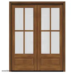 درب چوبی شیشه خور دو لنگه کد 4073