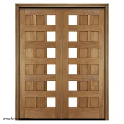 درب ورودی راه پله چوبی دو لنگه کد 4075