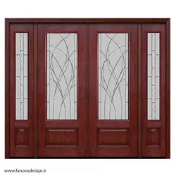 درب لابی تمام چوب چهار لنگه رنگ فندقی مدل 21020