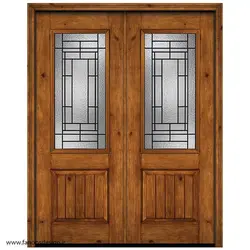 درب لابی تمام چوب دو لنگه رنگ عسلی مدل 21019