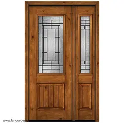 درب لابی تمام چوب یک و نیم لنگه رنگ عسلی مدل 21018