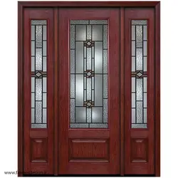 درب لابی تمام چوب سه لنگه رنگ فندقی مدل 21023