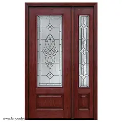 درب لابی تمام چوب یک و نیم لنگه رنگ فندقی مدل 21022