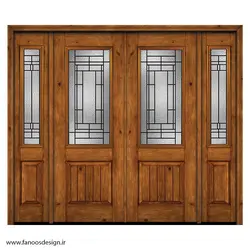 درب لابی تمام چوب چهار لنگه لنگه رنگ عسلی مدل 21015