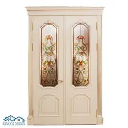 در چوبی سلطنتی اتاق نشیمن شیشه خور کد MT3112