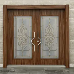 درب لابی چوبی شیشه ای ضد سرقت کد 6043