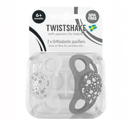 پستانک دوعددی 6+ ماه تویست شیک (سفید - طوسی)