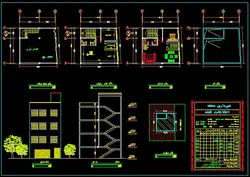 دانلود نقشه های کامل اتوکدی یک آپارتمان 3 طبقه تک واحدی | بیبلیوفایل