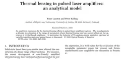 Thermal lensing in pulsed laser amplifiers:analytical model