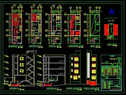 نقشه آپارتمان 3 طبقه در زمین 5 در 11 متر ( نقشه کامل اتوکد)