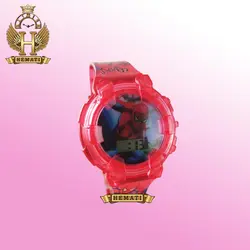 ساعت پسرانه (بچه گانه) مرد عنکبوتی کامپیوتری موزیکال چراغدار ch216 قرمز