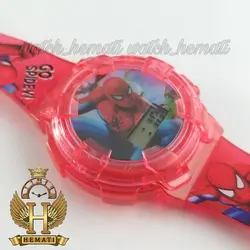 ساعت پسرانه (بچه گانه) مرد عنکبوتی کامپیوتری موزیکال چراغدار ch216 قرمز