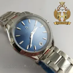 ساعت مچی زنانه امگا اسپیدمستر اتوماتیک Omega Speedmaster aqua terra صفحه سرمه ای