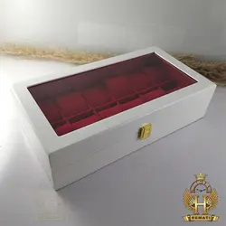 جعبه ساعت لوکس کلکسیونی چوبی 12تایی رنگ سفید box12105