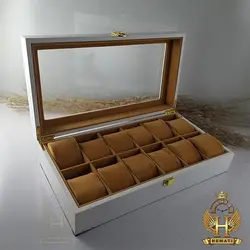 جعبه ساعت لوکس کلکسیونی چوبی 12تایی رنگ سفید box12106