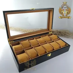 جعبه ساعت لوکس کلکسیونی چوبی 12تایی رنگ مشکی box12119