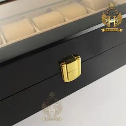 جعبه ساعت لوکس کلکسیونی چوبی 12تایی رنگ مشکی box12119