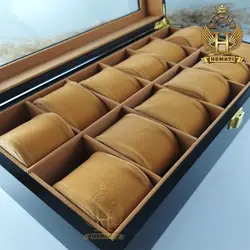 جعبه ساعت لوکس کلکسیونی چوبی 12تایی رنگ مشکی box12119