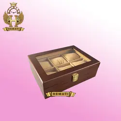 جعبه ساعت لوکس کلکسیونی چوبی 6تایی box6107 (قهوه ای داخل کرم)
