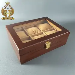 جعبه ساعت لوکس کلکسیونی چوبی 6تایی box6107 (قهوه ای داخل کرم)