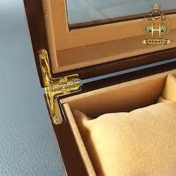 جعبه ساعت لوکس کلکسیونی چوبی 6تایی box6107 (قهوه ای داخل کرم)
