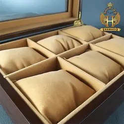 جعبه ساعت لوکس کلکسیونی چوبی 6تایی box6107 (قهوه ای داخل کرم)