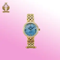 ساعت مچی زنانه امگا دویل OMEGA DE VILLE 8632G طلایی (صفحه آبی)