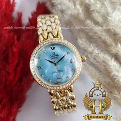ساعت مچی زنانه امگا دویل OMEGA DE VILLE 8632G طلایی (صفحه آبی)