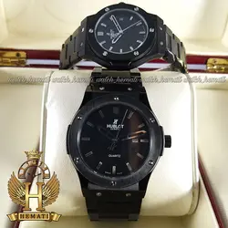 ساعت ست زنانه و مردانه هابلوت Hublot HUS201 تک موتوره (بند فلزی مشکی)