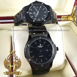 ساعت ست زنانه و مردانه هابلوت Hublot HUS201 تک موتوره (بند فلزی مشکی)