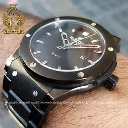 ساعت ست زنانه و مردانه هابلوت Hublot HUS201 تک موتوره (بند فلزی مشکی)