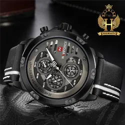 ساعت مردانه نیوی فورس Naviforce NF9110M بند چرم (مشکی-سفید)