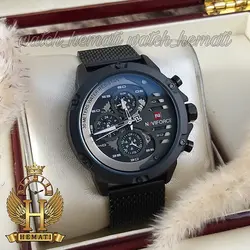 ساعت مردانه نیوی فورس Naviforce NF9110M بند چرم (مشکی-سفید)
