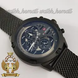 ساعت مردانه نیوی فورس Naviforce NF9110M بند چرم (مشکی-سفید)