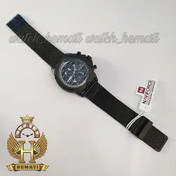 ساعت مردانه نیوی فورس Naviforce NF9110M بند چرم (مشکی-سفید)