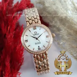 ساعت مچی زنانه امگا دویل OMEGA DE VILLE رزگلد (دورقاب نگین دار)
