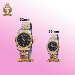 ساعت زنانه رولکس دیت جاست Rolex Datejust RODJL204 نقره ای طلایی (صفحه مشکی)