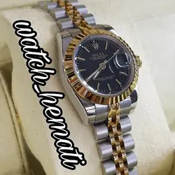 ساعت زنانه رولکس دیت جاست Rolex Datejust RODJL204 نقره ای طلایی (صفحه مشکی)