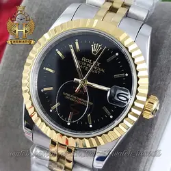 ساعت زنانه رولکس دیت جاست Rolex Datejust RODJL204 نقره ای طلایی (صفحه مشکی)