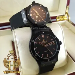 ساعت مچی ست مردانه و زنانه هابلوت Hublot HUS202 تک موتوره (قاب مشکی)