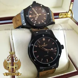 ساعت مچی ست مردانه و زنانه هابلوت Hublot HUS202 تک موتوره (قاب مشکی)