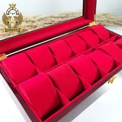 جعبه ساعت لوکس کلکسیونی چوبی 12تایی رنگ قرمز box12101