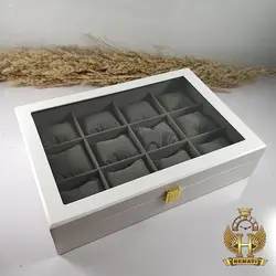 جعبه ساعت کلکسیونی چوبی 12تایی رنگ سفید box12110