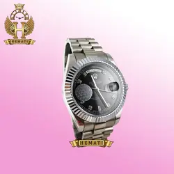 ساعت مردانه رولکس دی دیت اتوماتیک Rolex Daydate RODDAM208 صفحه مشکی