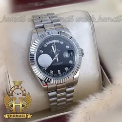 ساعت مردانه رولکس دی دیت اتوماتیک Rolex Daydate RODDAM208 صفحه مشکی